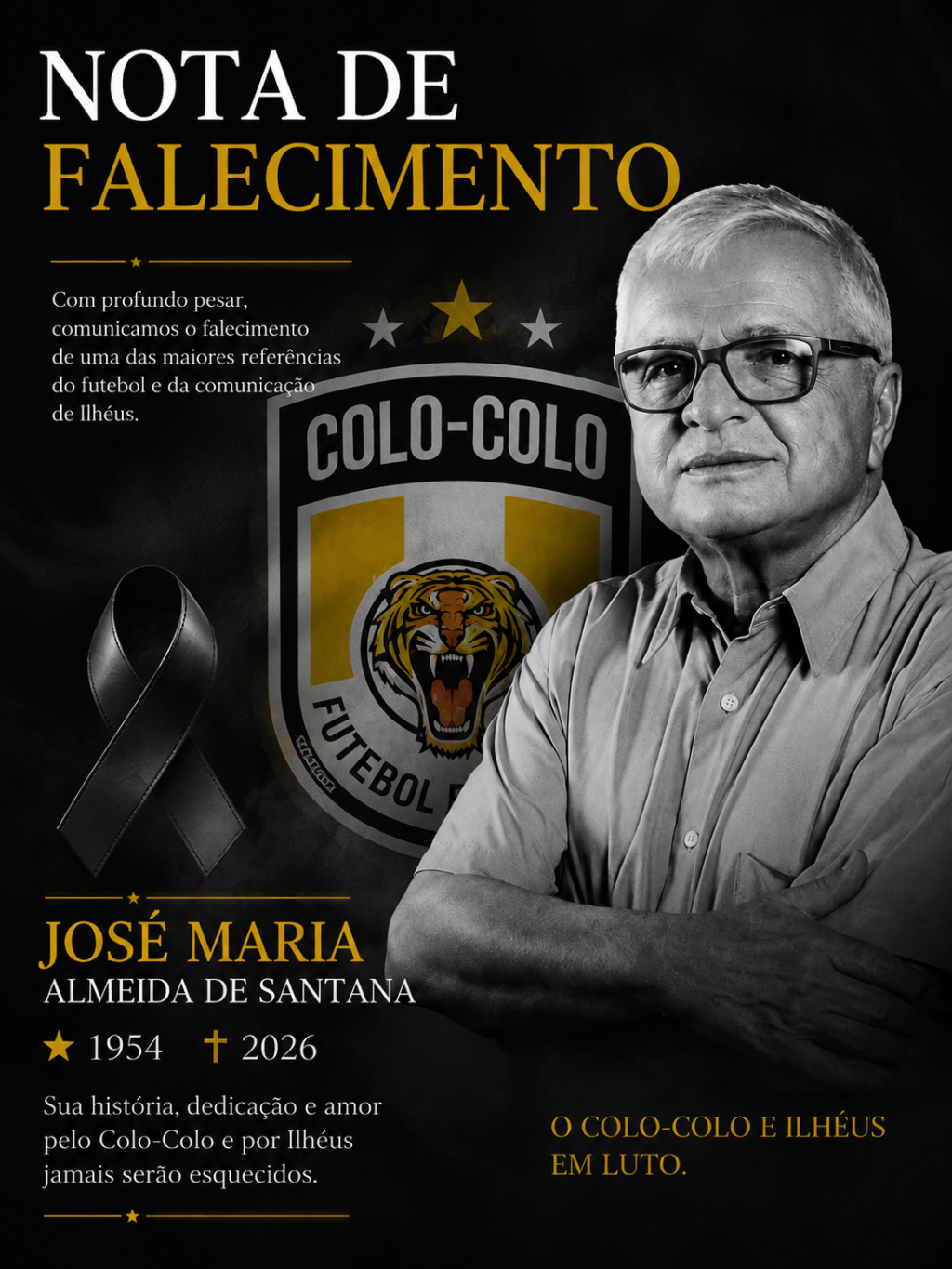 ILHÉUS PERDE JOSÉ MARIA, O “ZÉ MARIA DO COLO-COLO”, FIGURA MARCANTE DO FUTEBOL E DA COMUNICAÇÃO