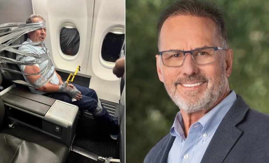 PASSAGEIRO É AMARRADO COM FITA ADESIVA A ASSENTO DE AVIÃO E DEMITIDO APÓS CONFUSÃO NOS EUA